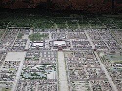 Modelo de la antigua ciudad de Heian-kyō con el Palacio Imperial