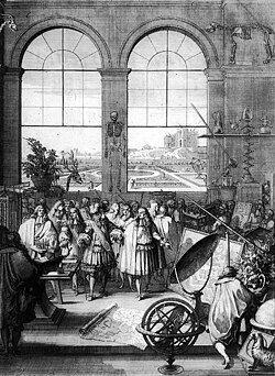Luis XIV visitando la Academia en el año 1671