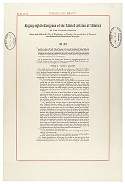 Primera página de la Ley de Derechos Civiles de 1964