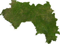 Vista satelital de la República de Guinea