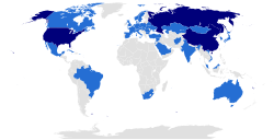 Mapa mundial indicando los países que han enviado humanos al espacio