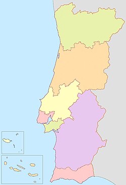 Mapa de las regiones NUTS II de Portugal