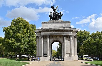 Vista detallada del Arco de Wellington en Londres