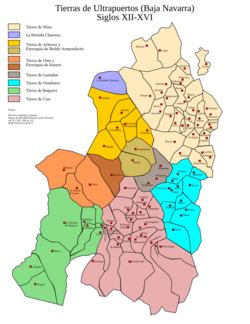 Mapa histórico de las Tierras de Ultrapuertos entre los siglos XII y XVI