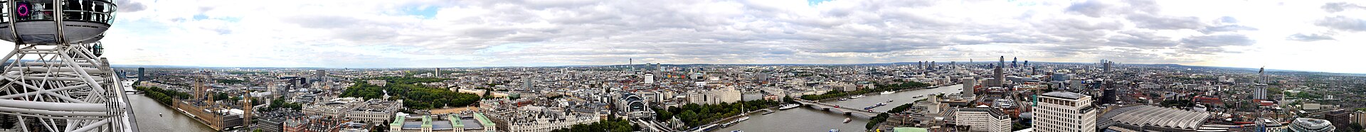 Vista panorámica del paisaje urbano del centro de Londres fotografiada desde la atracción London Eye.