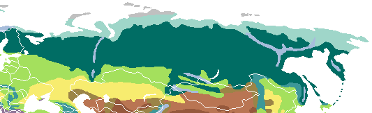 Mapa de distribución de biomas en Rusia