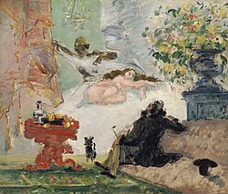 Obra titulada Una moderna Olimpia, pintada por Cézanne entre 1873 y 1874.