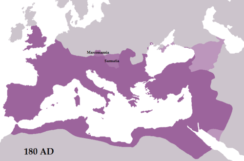 Mapa del Imperio romano al final del reinado de Marco Aurelio
