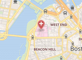 Mapa de localización del hospital en Boston