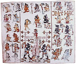 Lámina 37 del Códice Yuta Tnoho que narra el origen mítico de los mixtecos