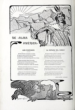 Ilustración de Gris para un texto de Santos Chocano