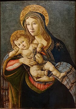 La Virgen y el Niño con la corona de espinas y tres clavos, 1477, templo y óleo sobre tabla en el Museo Soumaya.