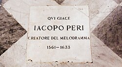 Tumba de Jacopo Peri en Santa Maria Novella, Florencia