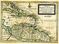 Representación histórica del territorio del Caribe neogranadino.