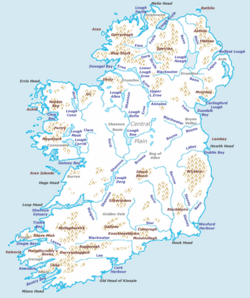Mapa físico detallado de la isla de Irlanda