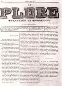 Portada del periódico socialista La Plebe