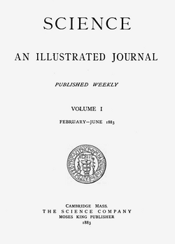 Portada de un número de la revista Science de 1883