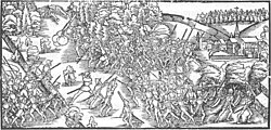 Representación de la derrota de las fuerzas de Zúrich en la Segunda Guerra de Kappel