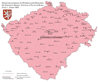 Divisiones administrativas del Reino de Bohemia en 1893
