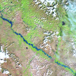 Imagen Landsat 8 de las inundaciones del río Ebro