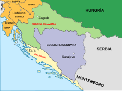 Mapa de los territorios croatas en Austria-Hungría