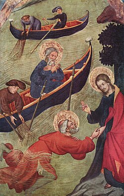 San Pedro salvado de las aguas por Lluís Borrassà.