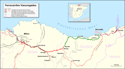Mapa de la red de Ferrocarriles Vascongados