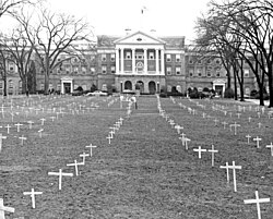 Protestas estudiantiles en Bascom Hill en 1968