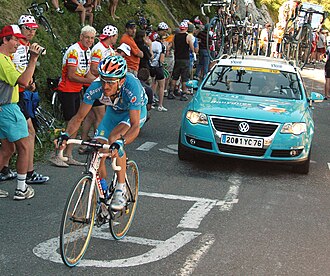 Laurent Lefèvre durante la ascensión en La Colombière en el Tour de Francia 2007