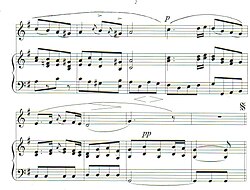 Manuscrito con partituras de la pieza musical Avril de Rousseau.