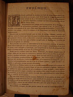 Primera página del prólogo de la edición de 1780