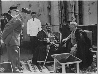 Ibn Saúd con Franklin D. Roosevelt en 1945