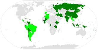 Mapa que muestra los estados miembros y observadores del Comité en 2013