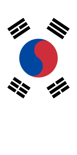 Esquema para una bandera vertical adecuada de Corea del Sur