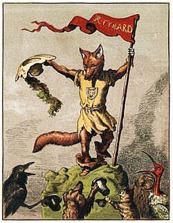Ilustración del zorro Renard en un libro infantil de 1869.