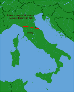 Representación cartográfica de la línea Massa-Senigallia.