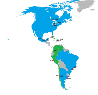 Mapa de las sedes de los Juegos Panamericanos en el continente americano.