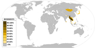 Mapa de porcentaje de budistas por país