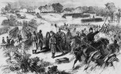 Ilustración de la Batalla de Dranesville durante la Guerra de Secesión estadounidense.