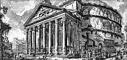 El Panteón en un grabado histórico de Giovanni Battista Piranesi de 1756