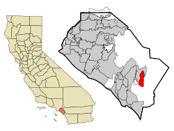 Mapa de localización detallada en el estado de California