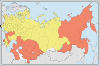 Mapa de los ókrugs del Imperio ruso