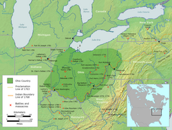 Mapa del territorio del Ohio o valle del Ohio