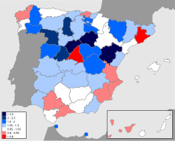 Representación gráfica de circunscripciones infrarrepresentadas y sobrerrepresentadas