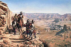 La expedición de Coronado de 1540 explorando el Gran Cañón.