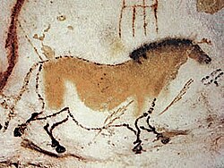 Caballo representado en la pintura paleolítica de la cueva de Lascaux.