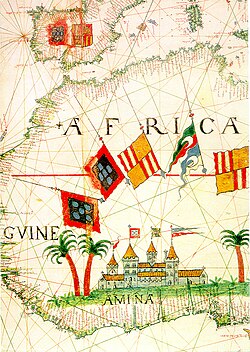Mapa del siglo XVI que detalla la costa oeste africana y el golfo de Guinea