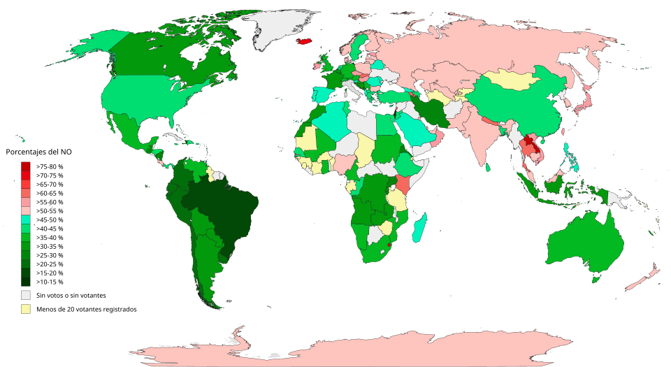 Distribución de votos de italianos en el exterior por país