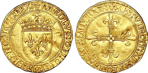 Moneda de oro de la época de Carlos VIII