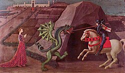 San Jorge y el dragón, obra de Paolo Uccello c. 1470